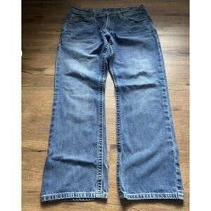 Ariat Low Rise Boot Cut Jeans Men's 38x32 Blue Denim Workwear cowboy